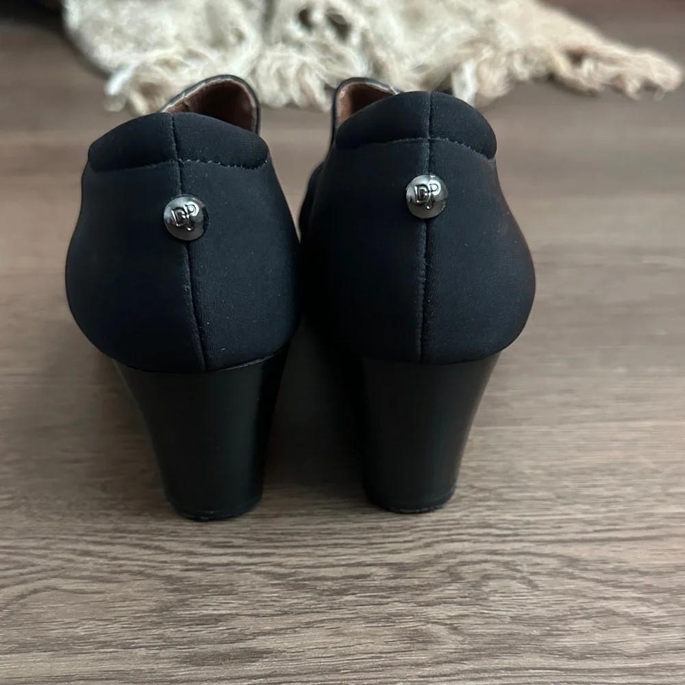 Donald J. Pliner Black Wedge Loafers